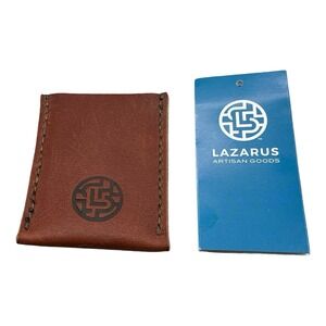 Lazarus Artisan Goods Leather Card Holder Wallet Persimmon Brown Hand Stitched
